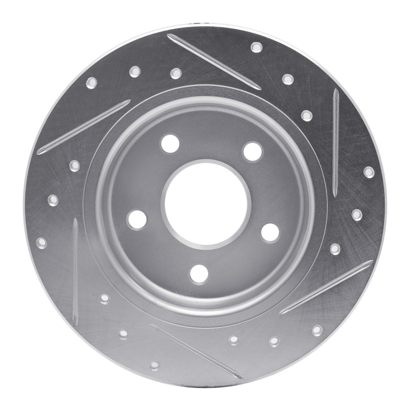 Ford Focus Brake Rotor (1) - Rear Left - R1 Concepts - Drilled & Slotted - Silver - `12-`18